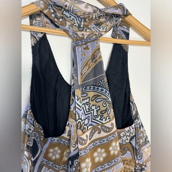 Free People Dark Combo Paisley Print Lightweight Swing Tank Top Sz Medium - Picture 5 of 6